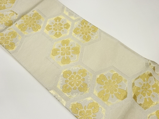 亀甲に花菱模様織出し袋帯